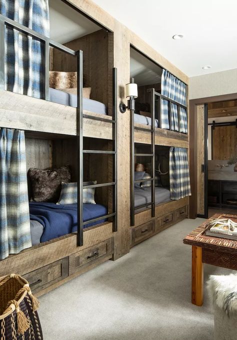 Bunk Room Decor, Rustic Bunk Beds, Bunk Room Ideas, Bunk Beds Built In, Mechanical Room, Built In Bunks, Bunk Rooms, Shaker Style Cabinets, Tips For Parents