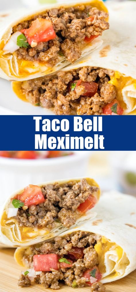 Taco Bell Maxi Melt, Skinnytaste Meximelt, Mexi Melt Recipe, Taco Bell Mexi Melts, Taco Bravo Recipe, Taco Bell Gorditas Recipe Mexican, Taco Bell Bell Beefer Recipe, Taco Bell Meximelt Copycat Recipes, Taco Bueno Copycat Ground Beef