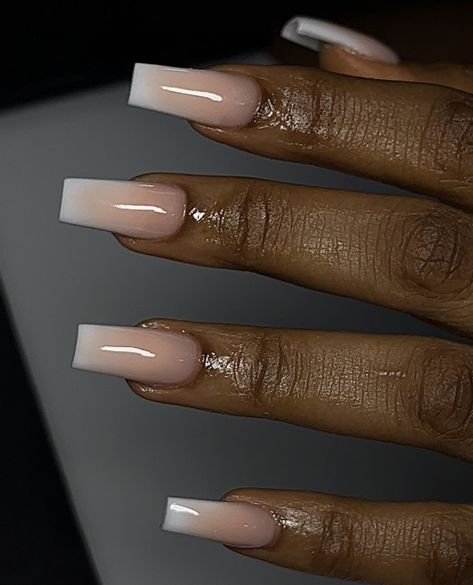 Acrylic Nails For My Birthday, Short Wedding Nails Black Women, Tan Ombre Nails Acrylic, Simple Prom Nails Acrylic Short, Gel Overlay Nails Natural Short French Tip, Medium Nails Black Women, Short Classy Wedding Nails, Midume Acrylic Nails, Med Short Acrylic Nails