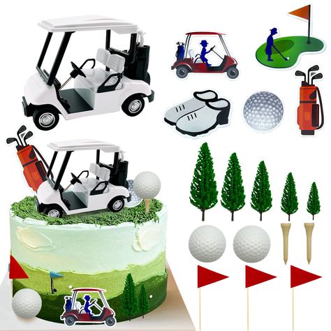 Golf Cart Cake, Golf Cake Toppers, Golf Themed Cakes, Golf Baby Showers, Golf Theme Party, Golf Baby, Golf Cake, Golf Birthday Party, Cake Liner