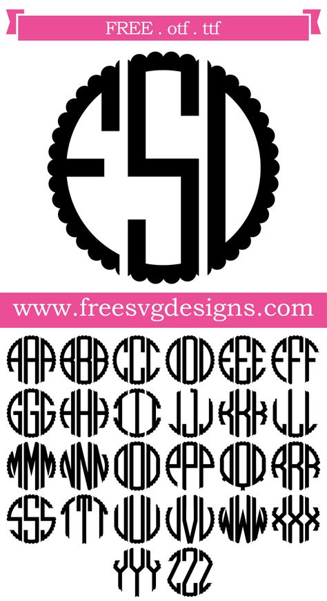 Download Scalloped Monogram Font 139 • Free SVG Designs Cricut Monogram Font, Round Monogram, Free Monogram Fonts, Embroidery Designs Free Download, Cricut Monogram, Logo Generator, Free Monogram, The Font, Cricut Fonts