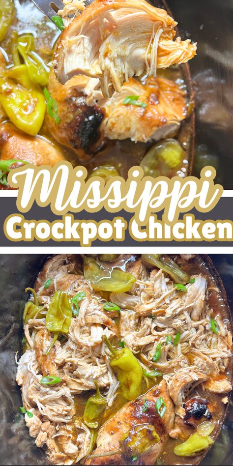 Mississippi Crockpot Chicken is a simple crock pot recipes with just five simple ingredients, and makes flavorful, tender chicken that can be served in wraps, on salads, on sandwiches or in sliders!  These juicy chicken breasts shred perfectly into a zesty sauce, making a delicious, hearty summer crockpot meal. Here is a mouthwatering slow cooker chicken dish. This is bound to delight the whole family.