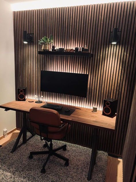 smart work setup and desk station Home Music Rooms, Modern Home Offices, Bedroom Design Trends, Home Studio Setup, Small Home Offices, Home Studio Music, Small Home Office, Workspace Design, Modern Home Office