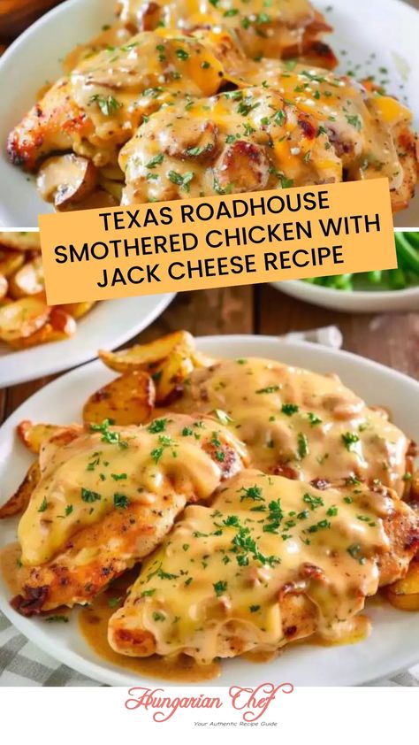 Texas roadhouse smothered chicken with jack cheese recipe – Hungarian Chef Good Southern Meals, Texas Roadhouse Bbq Chicken, Main Dishes For Dinner Chicken, Southern Chicken Dinner Recipes, Easy Chicken Supper Ideas, Week Supper Ideas, Flavored Chicken Recipes, Desperate Housewives Recipes, Chicken Dinner Recipes Keto