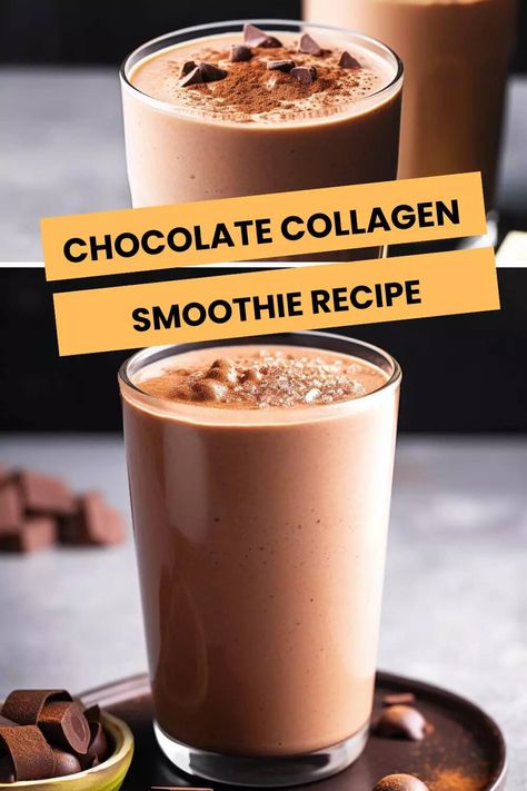 Chocolate Collagen Smoothie Recipe – Hungarian Chef Collagen Smoothie, Collagen Recipes, Smoothie King, Liquid Stevia, Chocolate Protein Powder, Collagen Powder, Banana Slice, Diet Foods, Chocolate Protein