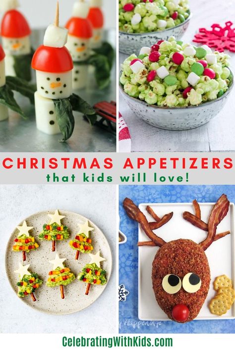 Christmas Appetizers Kids Love, Christmas Buffet For Kids, Kids Christmas Sandwiches, Kids Xmas Party Food Ideas, Christmas Appetizers Party Kids, Kid Appetizers Christmas, Kids Party Food Christmas, Kids Appetizers Christmas, Holiday Appetizers For Kids