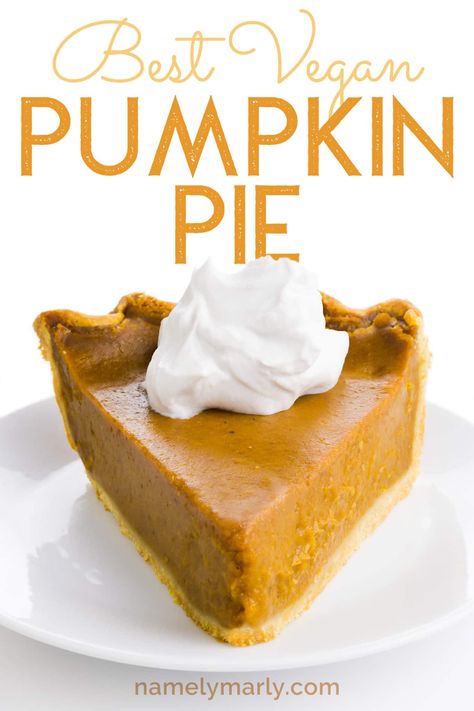 This AMAZING Vegan Pumpkin Pie recipe is what you want to display on your holiday dessert table! It's SO gorgeous! And this eggless pumpkin pie recipe is delicious too! Make this easy pumpkin pie for the holidays and wait for the oohs and ahhhs! See post tips for gluten free pumpkin pie recipe. #namelymarly #veganpie #veganpumpkinpie #pumpkinpie #pumpinpie #pumpkin #vegandesserts #pumpkin Eggless Pumpkin Pie Recipe, Eggless Pumpkin Pie, Gluten Free Pumpkin Pie Recipe, Pumpkin Vegan, Vegan Pumpkin Pie Recipe, Dairy Free Pumpkin Pie, Classic Pumpkin Pie Recipe, Holiday Dessert Table, Gluten Free Pumpkin Pie