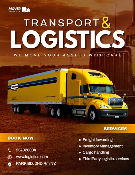 Customized transport and logistics flyer designs can help businesses showcase their unique services and capabilities to potential clients. With tailored designs, companies can communicate their brand message effectively and stand out from the competition, ultimately leading to increased engagement and conversion rates. #transportandlogisticsdesign #flyerdesign #customflyerdesign #marketingmaterials #graphicdesign #promotionalflyer #advertisingdesign #businesspromotion #printdesign Transportation Poster Design, Transport Poster Design, Logistics Flyer Design, Logistics Poster, Logistics Design Creative, Web Design Creative, Logistics Design, Transport Logistics, Promo Flyer