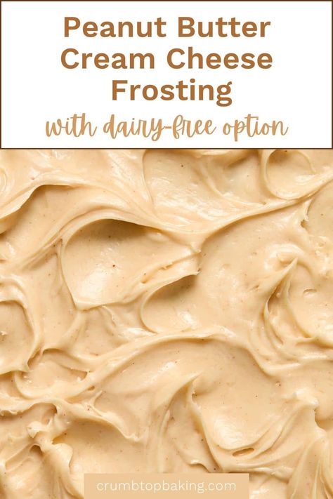 This Peanut Butter Cream Cheese Frosting is rich, delicious and silky smooth. You only need 4 ingredients, it stores well in the fridge and a vegan/dairy-free version is included in the recipe! Dairy Free Peanut Butter Frosting, Peanut Butter Cream Cheese Frosting, Peanut Butter Cream Cheese, Peanut Butter Cream, Butter Cream Cheese Frosting, Peanut Butter Frosting, Butter Frosting, Cream Cheese Icing, Baking Blog