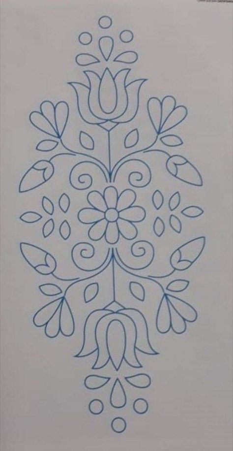 Flower Pattern Drawing, Hand Embroidery Patterns Free, Hungarian Embroidery, Folk Art Flowers, Scandinavian Folk Art, Pola Sulam, Embroidery Patterns Free, Hand Embroidery Design Patterns, 자수 디자인