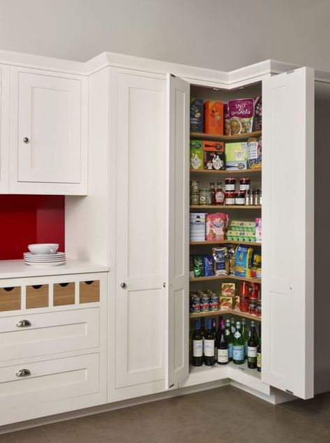 Corner Kitchen Cabinet - Kitchen Design Ideas | Apartment Therapy Kitchen Corner Pantry, Corner Kitchen Cabinet Ideas, Corner Pantry Cabinet, Corner Cabinet Solutions, Corner Kitchen Pantry, Corner Storage Cabinet, Corner Kitchen Cabinet, Corner Kitchen, Corner Pantry