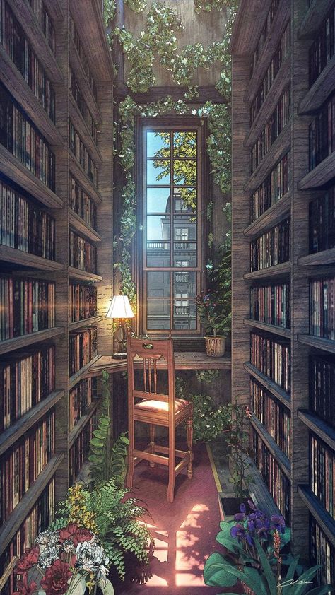 Library Aesthetic, Book Wallpaper, Plant Wallpaper, Fantasy Places, Fantasy Art Landscapes, 판타지 아트, Dreamy Art, Environment Concept Art, Plant Art