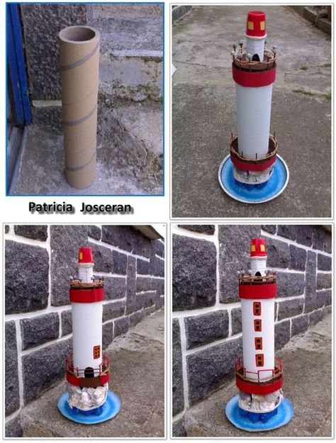 Lighthouse Crafts, Deco Marine, Nautical Crafts, Tanah Liat, Fairy Garden Diy, Beach Crafts, Seashell Crafts, Cardboard Crafts, Shell Crafts