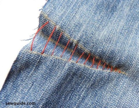 5 Invisible Stitches for sewing seams and hems without a sewing machine - Sew Guide Invisible Seam Stitch, Invisible Stitch By Hand Jeans, Invisible Stitch Jeans, Ladder Stitch Jeans, Disappearing Stitch Hand Sewing, Invisible Stiches Hem, How To Sew A Seam By Hand, Types Of Hand Stiches Sewing, Hand Sewing Hacks Alterations