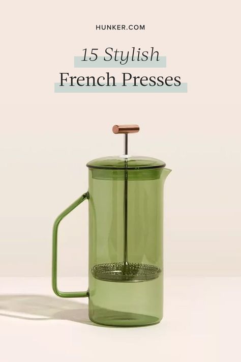 Be sure to have your favorite coffee beans on hand and a coffee grinder at the ready before diving into our favorite high-quality French presses, below. #hunkerhome #frenchpress #frenchpresscoffee #coffee #frenchpressers French Press For Tea, Best French Press Coffee Maker, Yield French Press, Cute French Press, Hand Coffee Grinder, French Press Aesthetic, French Press Coffee How To Make, Cold Brew French Press, French Press Design