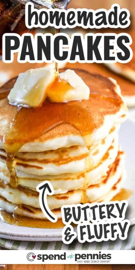 Perfectly Fluffy Pancakes, Pre Made Pancake Mix Recipe, Big Pancake Recipe, Cake Flour Pancakes Recipes, Simple Homemade Pancake Recipe, Buttery Pancake Recipe, How Do You Make Pancakes, Home Made Pancake Batter, Pancake Batter From Scratch