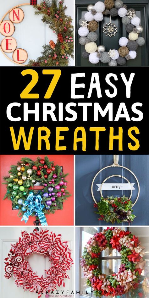 Christmas Wreaths For Windows, Festive Wreaths, Christmas Wreath Craft, Christmas Diy Wood, Holiday Wreaths Diy, Easy Diy Wreaths, Christmas Wreaths Diy Easy, Holiday Crafts Diy, Easy Christmas Wreaths