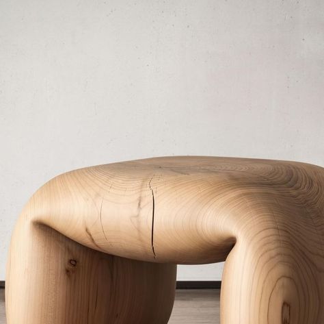 Ateliers Courbet on Instagram: "Pieter Maes’ elegant curves and folds carved in solid cedar by woodcrafters Elia Salcher and Moritz Ploner of atelier 3DW // Resulting from the Editions Courbet program fostering collaborations between contemporary artists designers and master artisans around the world" Cob Bench, Organic Furniture Design, Famous Furniture Designers, Furniture Artist, Wood Carving Furniture, Curved Bench, Organic Furniture, Curved Wood, Folding Furniture