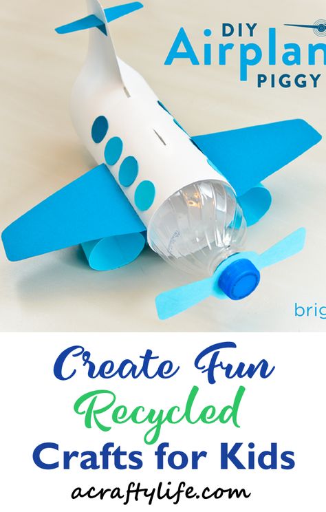 Recycled Transportation Craft, Recycled Airplane Craft, Recycling Project For Preschool, Stuff Made Out Of Recycled Materials, Craft Out Of Recycled Material, Crafts Made Out Of Recycled Materials, Recycled Craft Projects, Diy Crafts Out Of Recycled Stuff, Projects Made From Recycled Materials