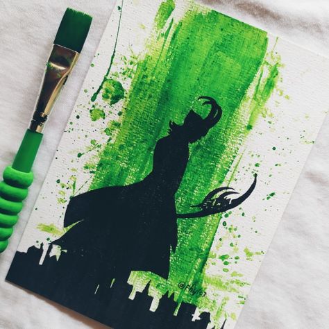 Loki Painting Ideas, Simple Marvel Paintings, Loki Painting Easy, Loki Easy Drawing, Marvel Art Painting, Loki Painting Canvas, Avengers Painting Ideas On Canvas, Marvel Paintings Easy, Loki Art Draw