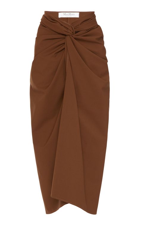 Max Mara Tacito Knotted Cotton-Crepe Midi Skirt Style A Midi Skirt, Bridesmaid Dresses Ideas, Skirt Diy, Designing Ideas, Sequence Work, Rock Chic, Dresses Ideas, Modest Fashion Outfits, 가을 패션