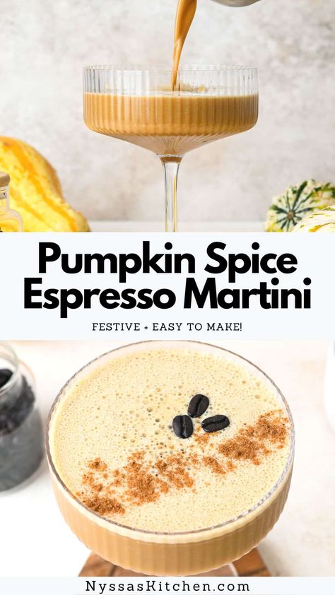 Yummy Fall Cocktails, Thanksgiving Pumpkin Decorating Ideas, Creamy Halloween Cocktails, Thanksgiving 2024 Ideas, Pumpkin Chai Martini, Sweet Fall Cocktails, Pumpkin Pie Espresso Martini, Thanksgiving Dessert Drinks, Holiday Martinis Thanksgiving