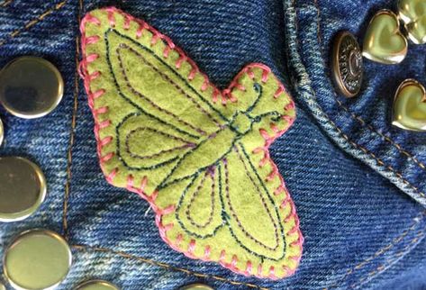 Couture, Patchwork, Upcycling, Scrap Fabric Patches, Patch Sewing Diy, Sewn On Patches, How To Make Sew On Patches, Sew On Patches How To, Hand Sewing Patches