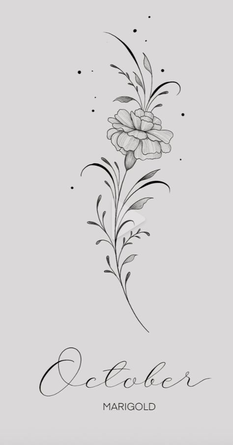 Oct Flower Tattoo Birth Month, May Birth Flower Tattoo With Cross, Oct Flower Tattoo, Flower For October Birth Tattoo, May Birth Flower Hawthorn, October Birth Flower Tattoo Spine, October Birth Flower Tattoo Simple, Sept Flowers Tattoo, October Tattoos For Women