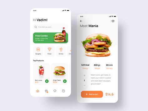 Food Ordering App Ui Design, Food App Design, Ui App Design, Food Ordering App, Bakery Website, App User Interface, Food Web Design, Medical App, Recipe App