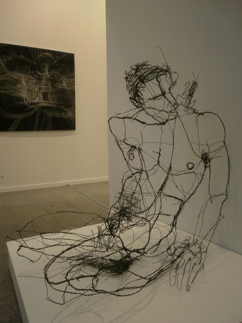 Land Art, Art And Illustration, Drátěná Socha, Illusion Kunst, Stylo Art, Wire Sculpture, Sculpture Installation, Figurative Sculpture, Wire Art