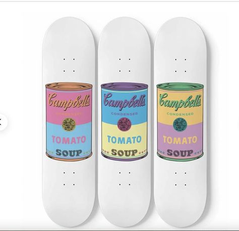 Campbell's Soup Cans, Andy Warhol Inspired, Skateboard Deck Art, Skateboard Wall, Skateboard Wall Art, Custom Skateboards, Deck Size, Future Apartment Decor, Campbell Soup