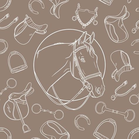 Horseshoe Wallpaper Iphone, Horse Head Illustration, Saddle Drawing, Horseshoe Wallpaper, Horse Illustration Art, Wallpaper Horses, Horse Head Logo, Wallpaper Horse, Horseshoe Pattern