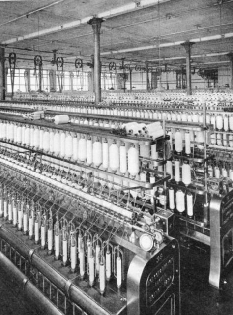 “ROVING FRAMES effect the last stage in the combining and drawing out of the weak strands of cotton before they go on to be spun into a strong yarn either on the mule or on the ring-frame spinning machine. - Roving Frames in a cotton mill Wonders Of World, Engineering Website, Stockport Market, Table Loom, Textile Mill, Ring Frame, Trans Siberian Railway, Preston Lancashire, Cotton Mill