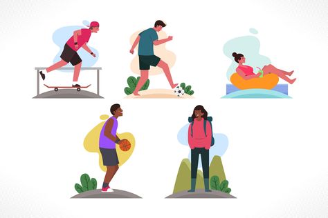 Summer Outdoor Activities by Davin Vector on @creativemarket Corporate Animation, Outdoor Recreational Activities, Summer Illustration, Music Fest, Recreational Activities, Icon Set Vector, Premium Vector, Outdoor Activities, Drawings