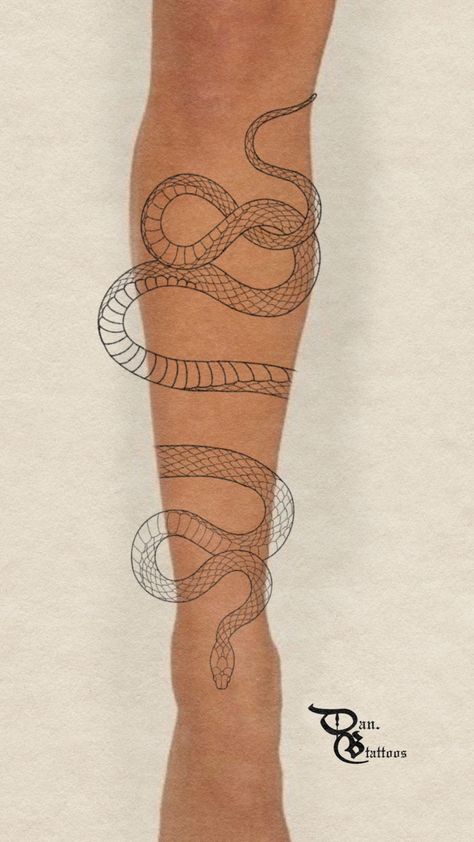 Around The Arm Snake Tattoo, Snake Tatoos Ideas, Snake Up Leg Tattoo, Snake Wrapped Around Leg Tattoo Women, Serpent Hand Tattoo, Tatoos Woman Lower Leg, Snake Lower Arm Tattoo, Rap Around Snake Tattoo, Snake Tattoos Around Leg