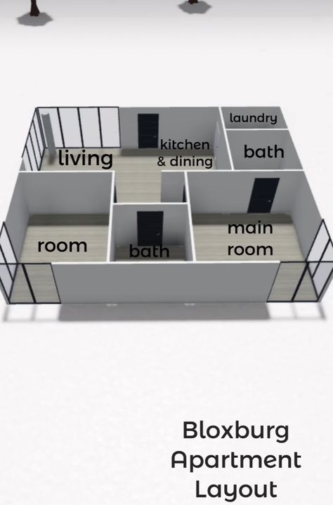 Bloxburg Two Bedroom House Layout, Bloxburg Tiny Apartment Layout, Blocksburg Apartment Ideas, Bloxburg House Layouts Basement, Tiny House In Bloxburg, Roblox Floor Plan, Upstairs Layout Bloxburg, Bloxburg Simple House Layout, Bloxburg House Layouts 1 Story 2 Bedroom