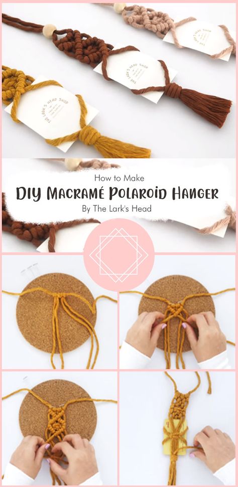 This simple yet elegant craft project combines the art of macrame with the charm of polaroid pictures, resulting in a unique and personalized piece that will catch the eyes of anyone. In tutorial, “The Lark’s Head” will guide you through the step-by-step process of creating your very own DIY macrame polaroid hanger. Macrame Photo Holder Diy, Small Macrame Dream Catcher, Macrame Polaroid Hanger, Macrame Tablecloth, Polaroid Hanger, Macrame Photo Wall Hanging, Macrame Pouch, Macrame Gnome, Macrame Fish