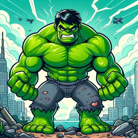 Hulk Cartoon Drawing, Hulk Drawing, Super Hero Tattoos, Paw Patrol Stickers, Hulk Art, Hulk Comic, Marvel Cartoons, Drawing Body Poses, Man Illustration