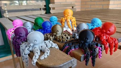 3d Printing Toys, Mini Octopus, Cute Octopus, 3d Printing Technology, Desk Toys, Fidget Toys, 3d Print, Octopus, Pet Toys