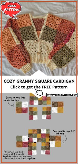 Jaket Crochet, Virkning Diagram, Simpul Makrame, Pola Macrame, Granny Square Haken, Granny Square Cardigan, Bolero Pattern, Square Cardigan, Clothes Tutorial