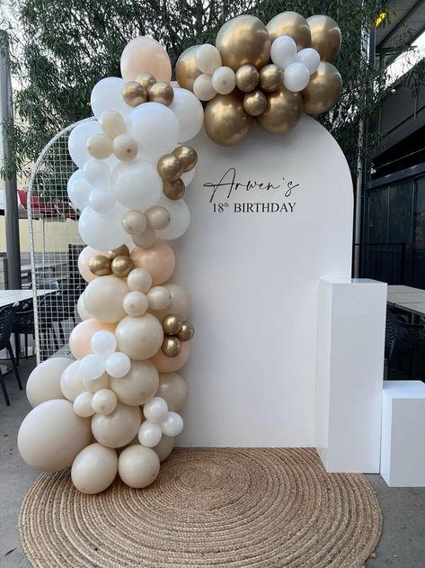 21st Birthday Party Backdrop, 21 Backdrop Ideas, 21st Balloon Arch, 21st Birthday Balloon Arch, 18th Birthday Backdrop Ideas, 21st Birthday Decorations Backdrops, Engagement Party Balloon Arch, Balloon Arch Neutral, 21st Birthday Backdrop Ideas