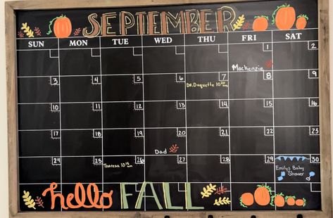 #Chalkboardcalendar #Fall #Art #Pumpkins September Acrylic Calendar Ideas, September White Board Ideas Aesthetic, Fall Chalkboard Calendar Ideas, Calander Design Ideas Whiteboard, September Calendar White Board, September Calander Theme, Fall Calendar Ideas September, September Calendar 2023 Whiteboard, September Calender Aesthetic 2024