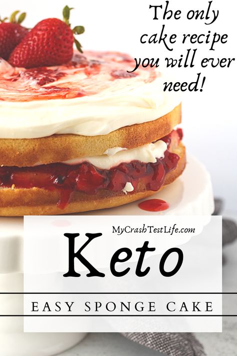 Paleo Sponge Cake, Keto Sponge Cake Almond Flour, Keto Sponge Cake Recipe, Almond Flour Sponge Cake, Gf Sponge Cake Recipe, Keto Japanese Cake, Keto White Cake Recipes, Almond Flour Shortcake, Sugar Free Sponge Cake Recipe