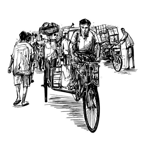 Nyc Drawing, India Illustration, India Drawing, Wallpapers Galaxy, Live Sketching, Composition Drawing, Human Sketch, Pen Art Work, Bike Sketch