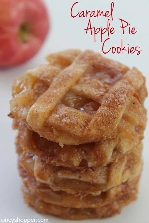 Caramel Apple Pie Cookies, Apple Pie Cookie Recipe, Apple Pie Cookies, Pie Cookies, Caramel Apple Pie, Cookie Pie, Apple Desserts, Caramel Apple, Fall Baking