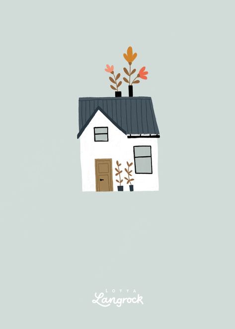 House With Plants, Cool Designs To Draw, Cottage Illustration, How To Sketch, Arte Doodle, Building Illustration, �강아지 그림, House Illustration, House Drawing