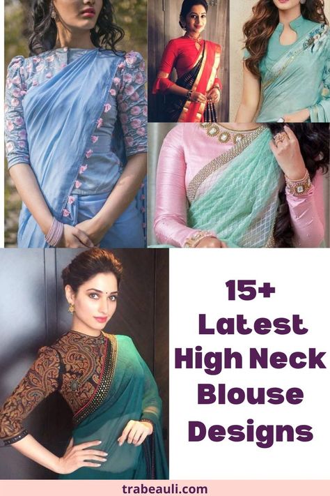 Latest high neck blouse designs for your beautiful looks. Blouse Designs Front And Back, High Neck Blouse Designs, Neck Blouse Designs, Black Color Hairstyles, Latest Blouse Neck Designs, Blouse Tops Designs, Color Hairstyles, Blouse Designs High Neck, Boat Neck Blouse Design