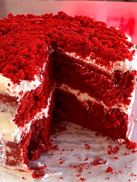 The Perfect Red Velvet Cake Church Friends, Batter Mix, Crumble Cake, Philadelphia Cream Cheese, Through The Decades, Southern Women, Red Food Coloring, Red Food, Round Cake Pans