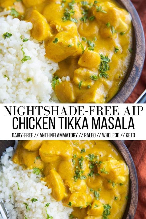 Aip Indian Butter Chicken, Nightshade Free Crockpot Recipes, Nightshade Free Curry, Nightshade Free Meals, Keto Aip Recipes, Aip Crockpot Meals, Autoimmune Breakfast Recipes, Paleo Nightshade Free Recipes, Aip Nightshade Free Recipes