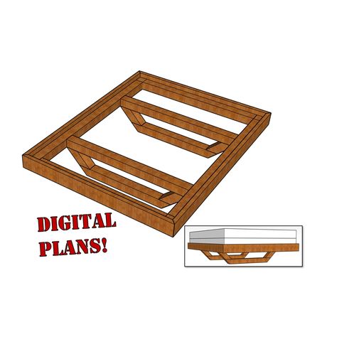 These digital plans will help you make a 'floating' bed frame.  It includes material and cut lists for a king, queen, AND full-sized bed.  You can also add LEDs underneath for added ambiance.  Happy building! Minimal Bed Frame, Diy Bed Frame Plans, Floating Bed Diy, Platform Bed Plans, Floating Platform Bed, Pallet Bed Frame, Bed Frame Plans, Floating Bed Frame, Diy Platform Bed